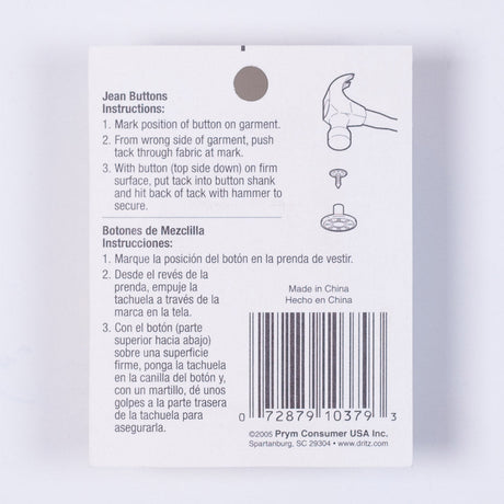 Dritz Silver Jean Buttons - 6 Ct