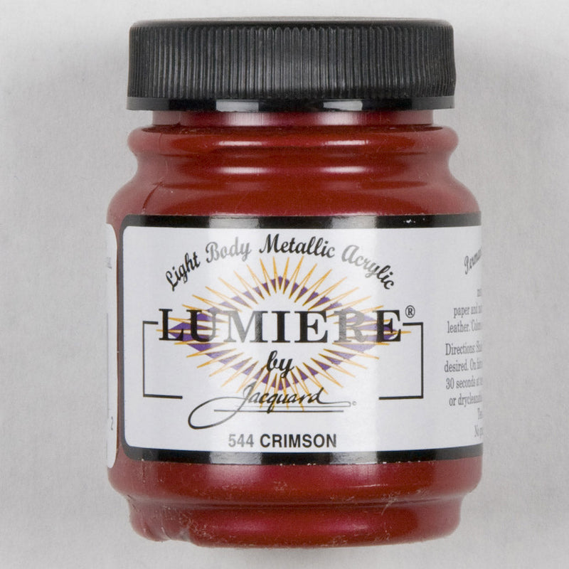 Jacquard Lumiere Textile Paint - 544 Crimson - Light Body Metallic Acrylic
