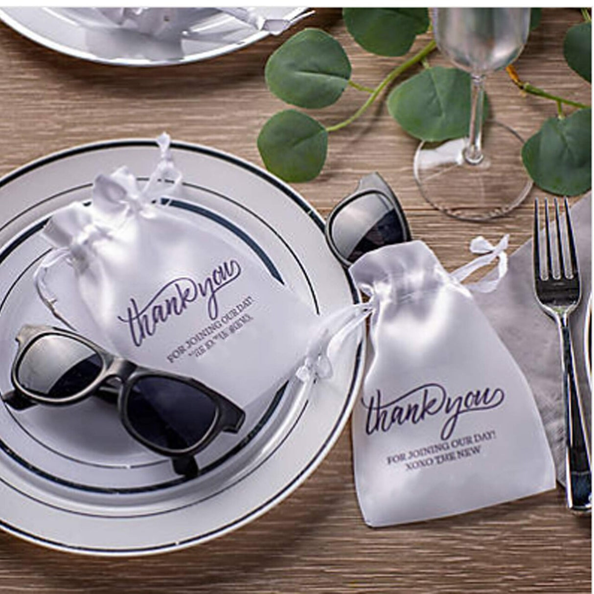 Mini Personalized Thank You Drawstring Bags with Sunglasses Kit for 24