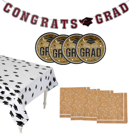 102-Piece Graduation Party Solid Color Dessert Disposable Tableware Kit for 50 Guests