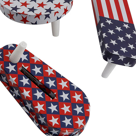 3 1/2" Diam. Bulk 50 Pieces Patriotic Red, White & Blue Metal Noisemakers