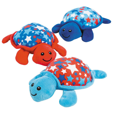 3 1/2" x 6 1/2" Patriotic Stuffed Turtles with Star Shells 12 Pieces