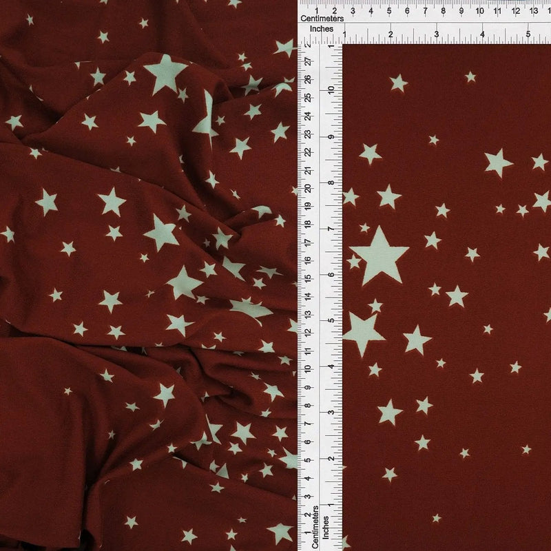 1 Yard DTY Brushed Star Print Knit Fabric, 58/60'' Wide Polyester Spandex Blend
