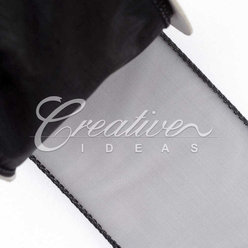 2 1/2" Wired Organza Ribbon - 10 Yards (Black)