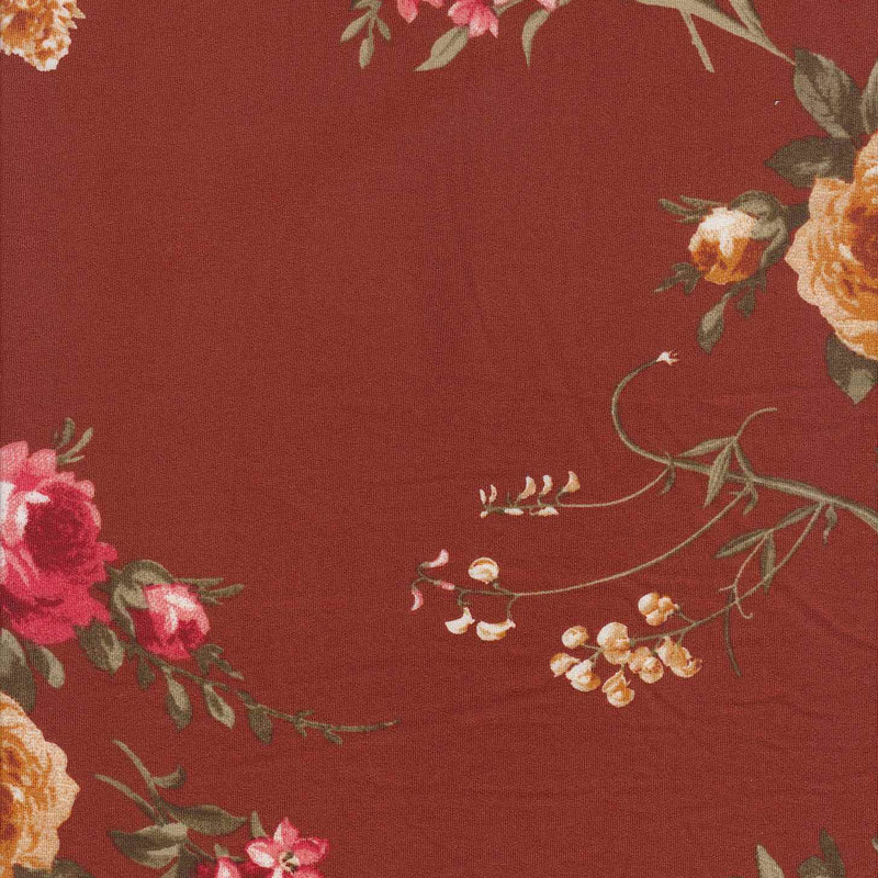 1 Yard Floral Print DTY Brushed Knit Fabric Soft Stretch Polyester Spandex 58/60 Inches Wide