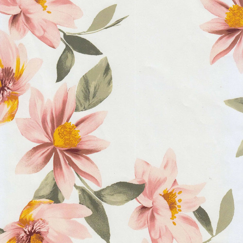 1 Yard Brushed DTY Floral Print Knit Fabric 170 GSM, 58/60'' Wide Polyester Spandex Blend Ivory/Coral