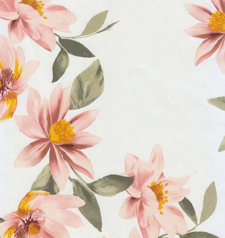 Floral Print Stretch Knit Fabric Ivory Coral