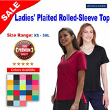 Devon & Jones® CrownLux Performance Ladies Plaited Rolled Sleeve Top