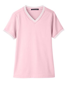 Devon & Jones® CrownLux Performance Ladies Plaited Tipped V-Neck Top