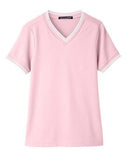 Devon & Jones® CrownLux Performance Ladies Plaited Tipped V-Neck Top
