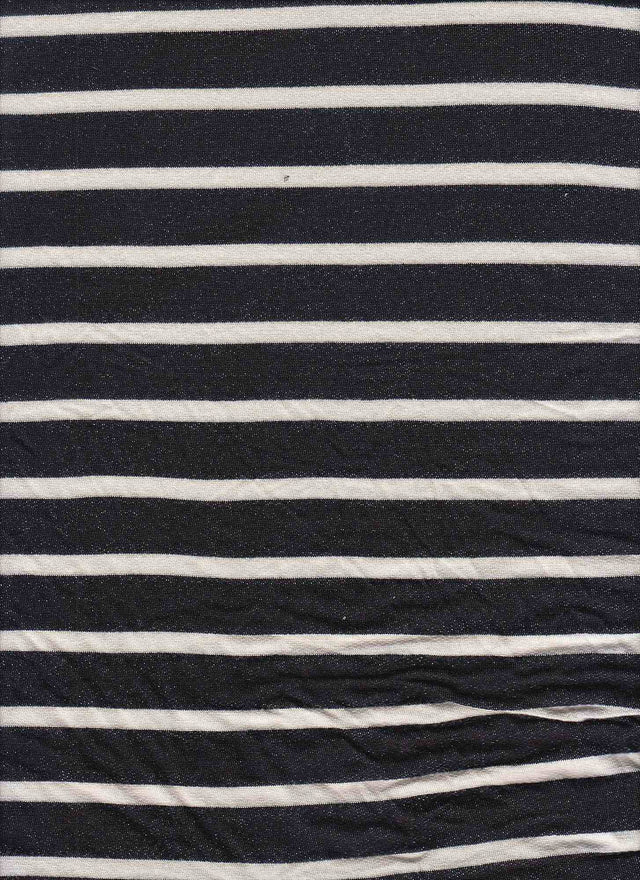 Stripe Stretch Knit Fabric Black/Ivory