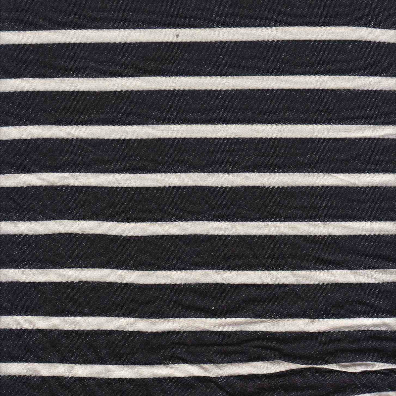1 Yard Black and Ivory French Terry YD Stripe Fabric  Stretch Soft Feel 58/60" Wide