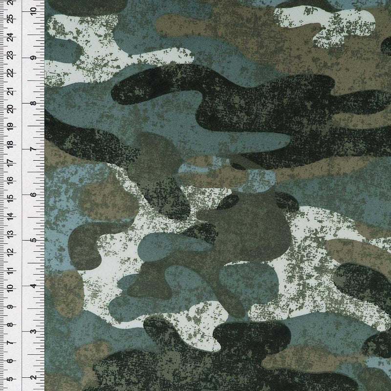 1 Yard Camo Print DTY Brushed Knit Fabric Soft Stretch Polyester Spandex 58/60 Inches Wide