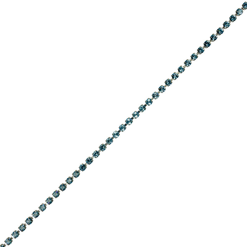 Aquamarine/Silver Metal & Czech Rhinestone