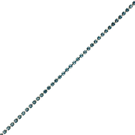 Aquamarine/Silver Metal & Czech Rhinestone