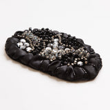 Black and Clear Beaded Rhinestone Applique - 4.25"