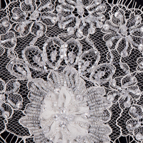 White Beaded Lace Trim - 4.5"