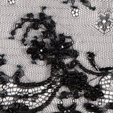Black Beaded and Sequined Lace Trim - 6.5"