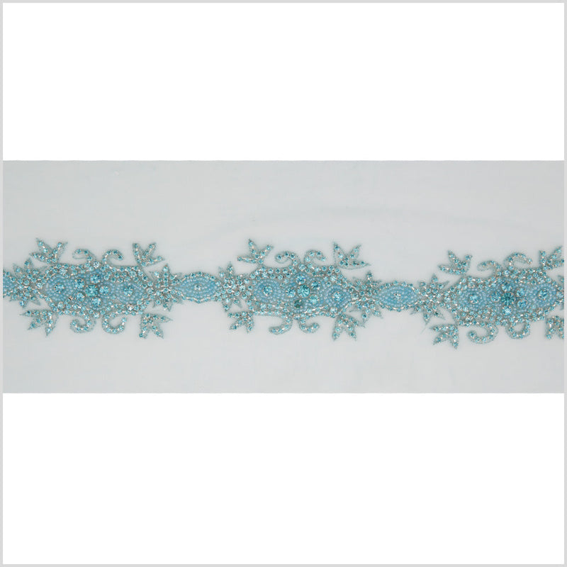 2.5" Turquoise Fancy Beaded Rhinestone Trim
