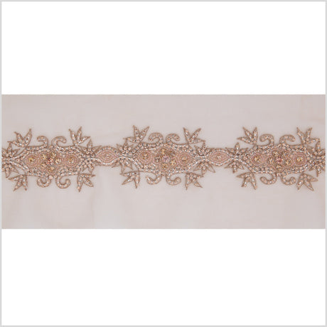 2.5" Peach Fancy Beaded Rhinestone Trim