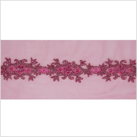 2.5" Hot Pink Fancy Beaded Rhinestone Trim