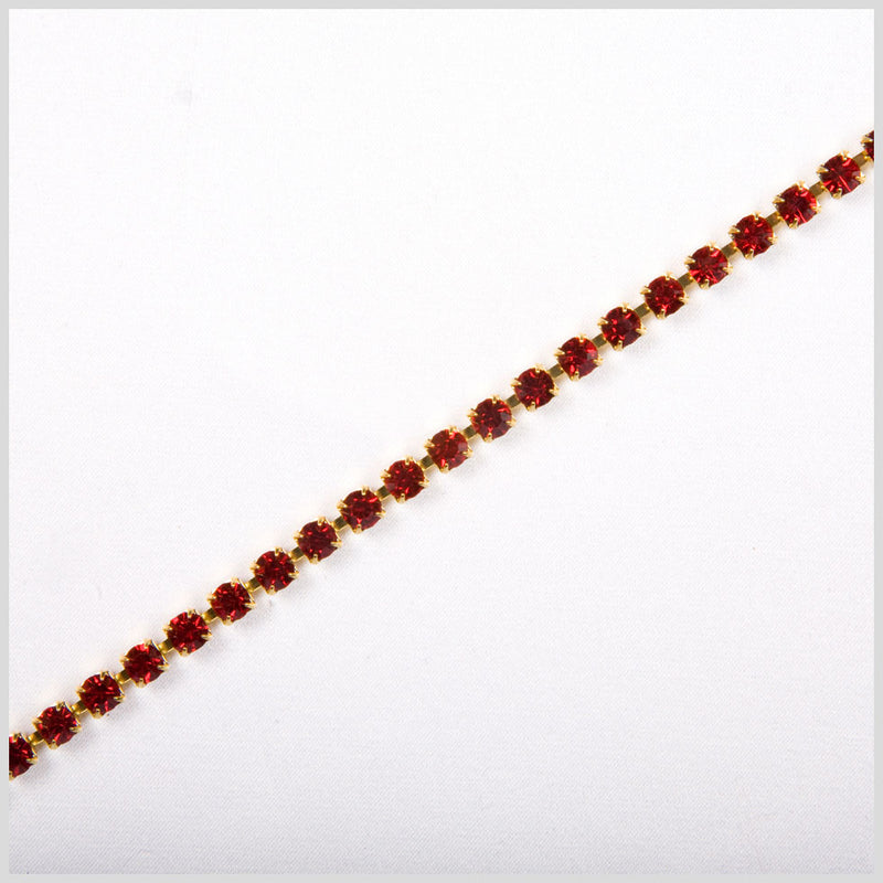 Siam/Gold Metal & Czech Rhinestone