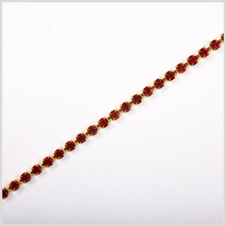 Siam/Gold Metal & Czech Rhinestone