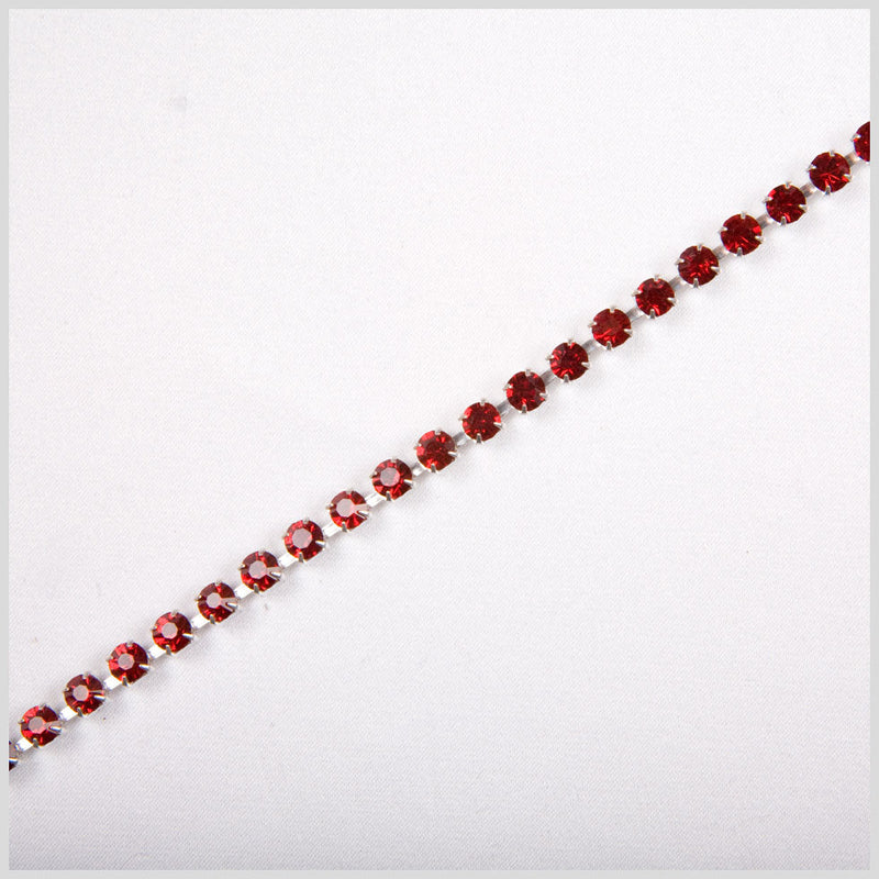 Siam/Silver Metal & Czech Rhinestone