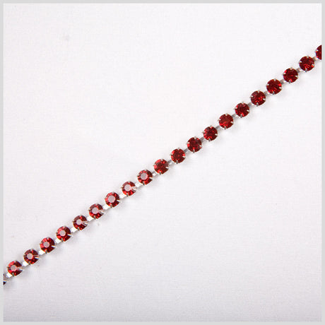 Siam/Silver Metal & Czech Rhinestone