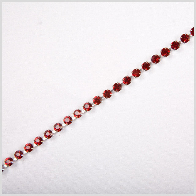Siam/Silver Metal & Czech Rhinestone