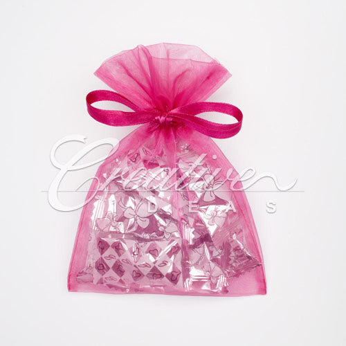 5"X 6.5" Organza Pouches-Sold By A Dozen Pieces ( 6 Pieces/Inner Pack) (Hot Pink)