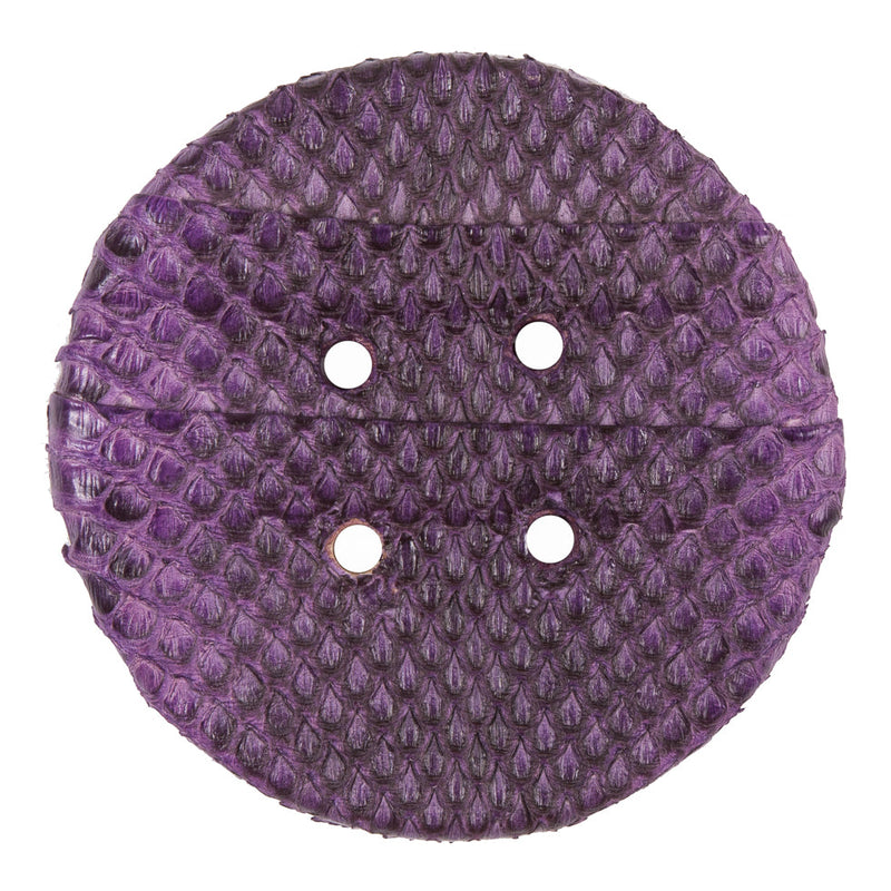 Royal Lilac Snakeskin Covered 4-Hole Button - 96L/61mm
