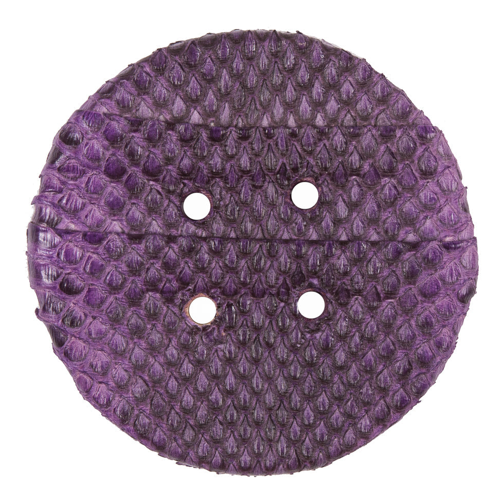 Royal Lilac Snakeskin Covered 4-Hole Button - 96L/61mm