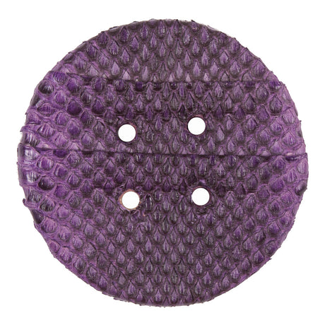 Royal Lilac Snakeskin Covered 4-Hole Button - 96L/61mm