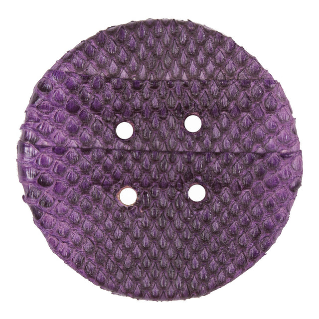 Royal Lilac Snakeskin Covered 4-Hole Button - 96L/61mm