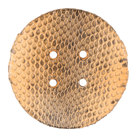 Cashew Snakeskin Covered 4-Hole Button - 96L/61mm