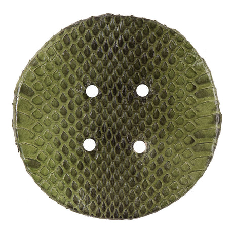 Garden Green Snakeskin Covered 4-Hole Button - 96L/61mm
