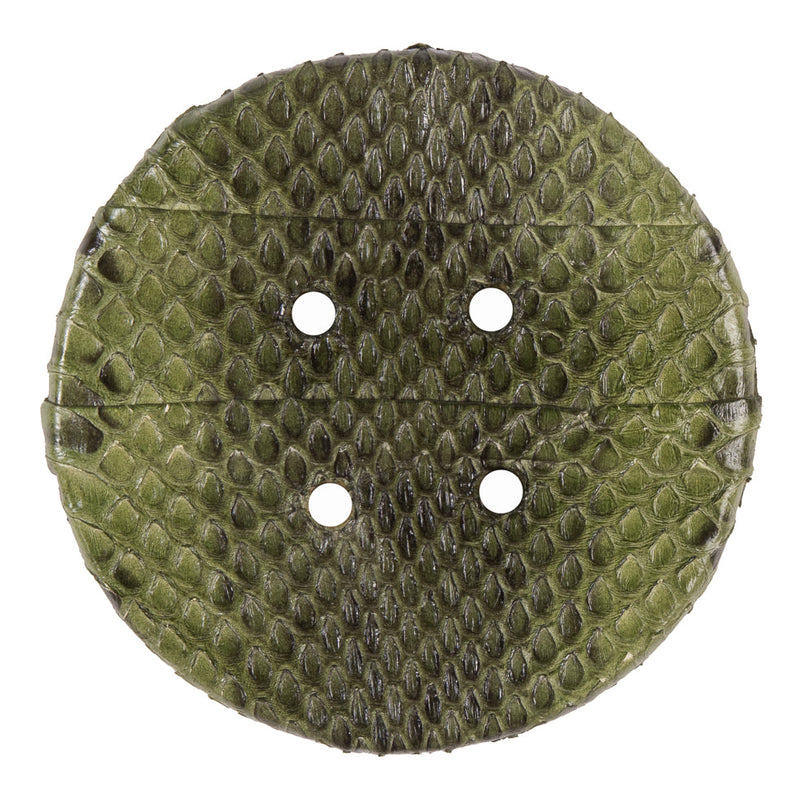 Garden Green Snakeskin Covered 4-Hole Button - 96L/61mm