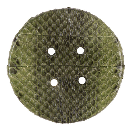 Garden Green Snakeskin Covered 4-Hole Button - 96L/61mm