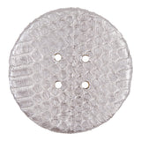 Silver Metallic Snakeskin Covered 4-Hole Button - 96L/61mm