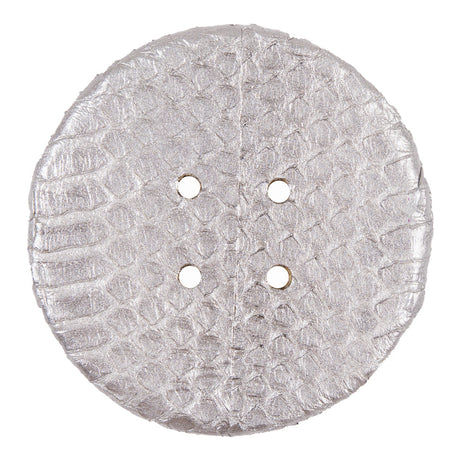 Silver Metallic Snakeskin Covered 4-Hole Button - 96L/61mm