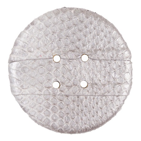 Silver Metallic Snakeskin Covered 4-Hole Button - 96L/61mm