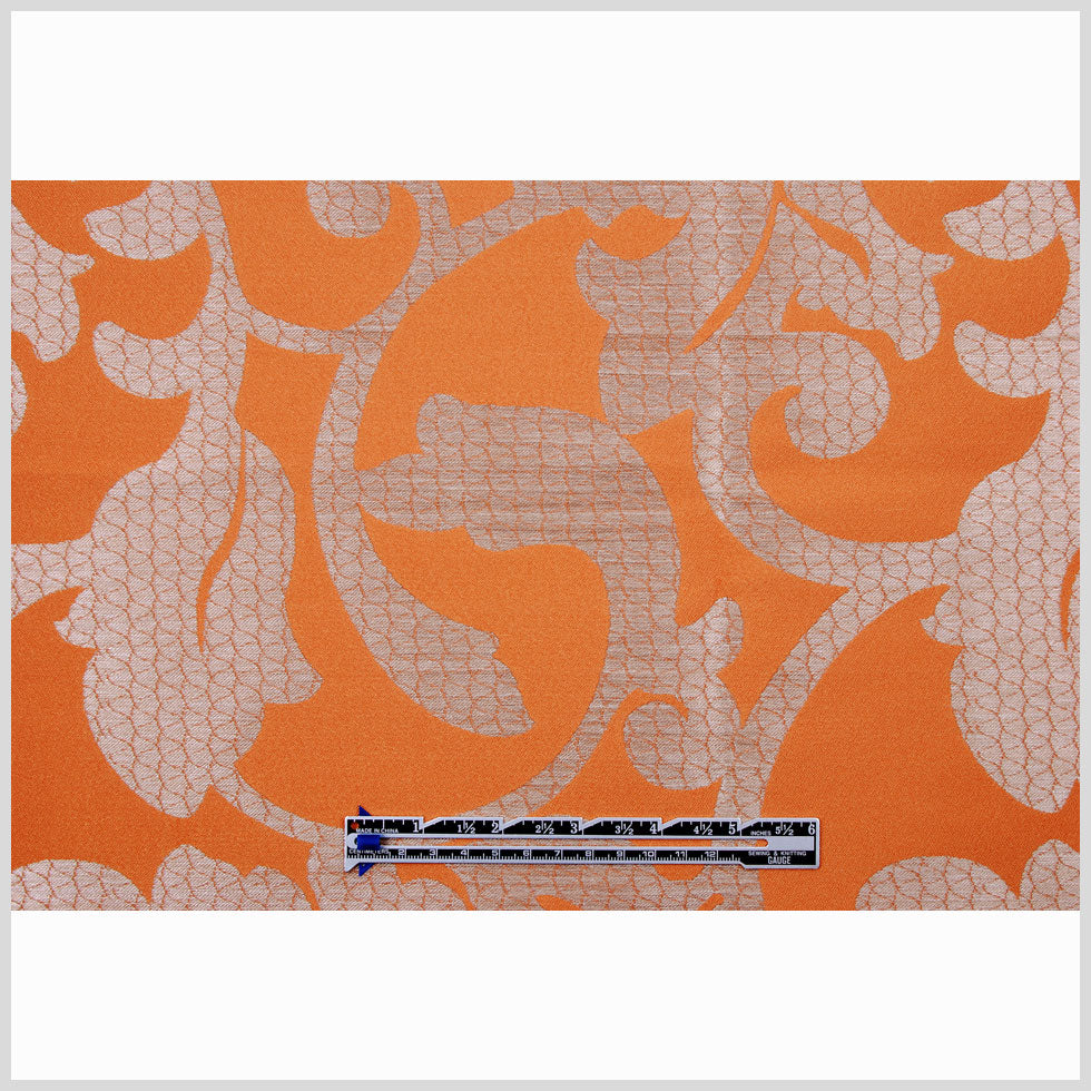 Pumpkin Damask Floral Poly