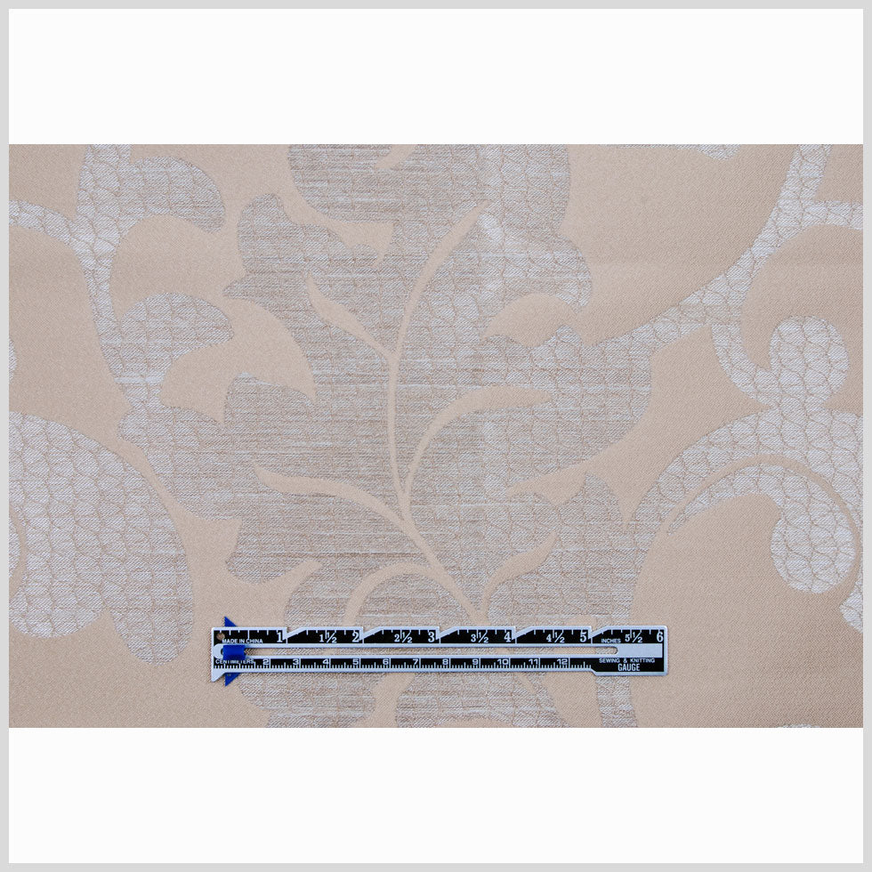Beige Damask Floral Poly