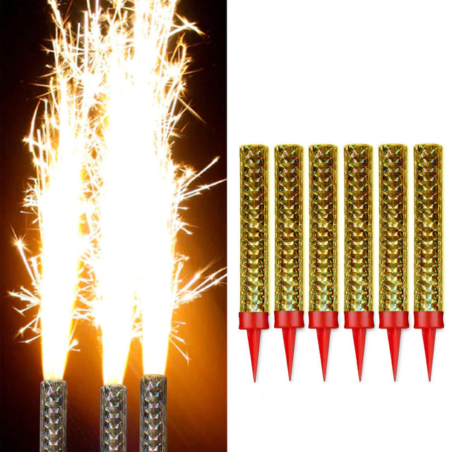 Cake Sparkler Party Candles Gold 6 Pack