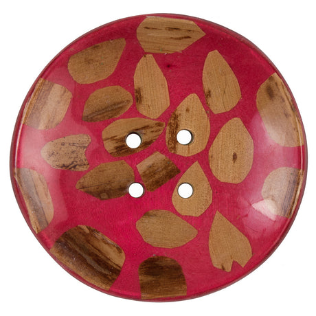 Poinsettia Laminated Banana Bark Button - 116L/72mm