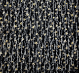 Lace With Foil Gold Stars 101812-500 Black Polyester Spandex Lace Fabric - Black, Foil Gold Stars, 50/52" Width (1 Yard)