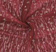 Lace With Foil Gold Stars 101812-500 Polyester Spandex Fabric - DK Wine, Gold Stars, 50/52" Width (1 Yard)
