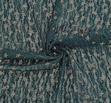 Lace With Foil Gold Stars 101812-500 Hunter Polyester Spandex Lace Fabric - Hunter, Gold Stars, 50/52" Width