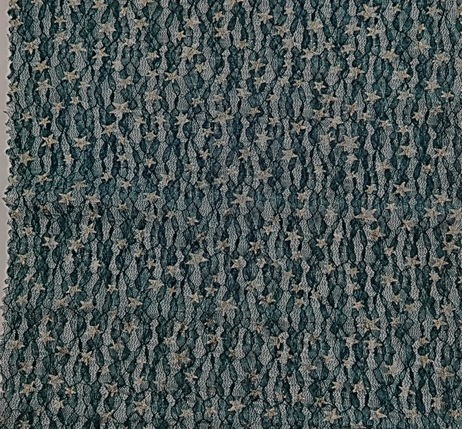 Lace With Foil Gold Stars 101812-500 Hunter Polyester Spandex Lace Fabric - Hunter, Gold Stars, 50/52" Width